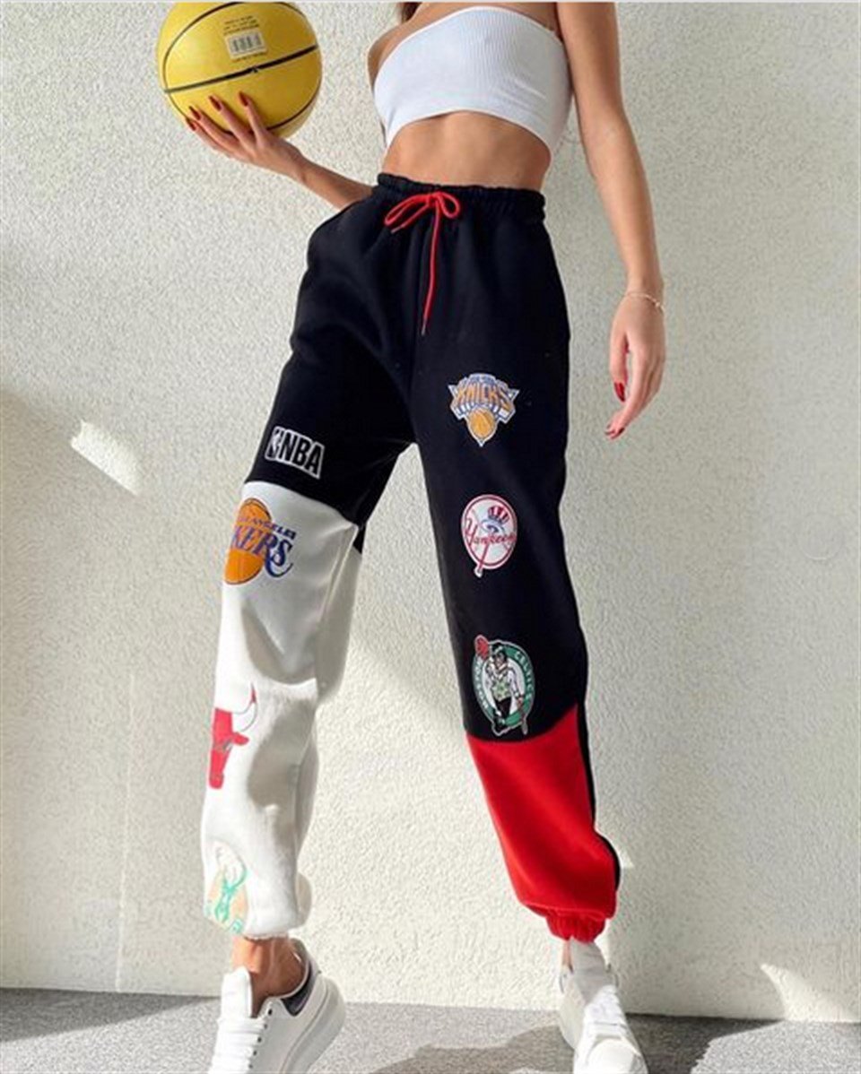 Sokak Tarzı Kolaj Baskılı Oversize Unisex Eşofman