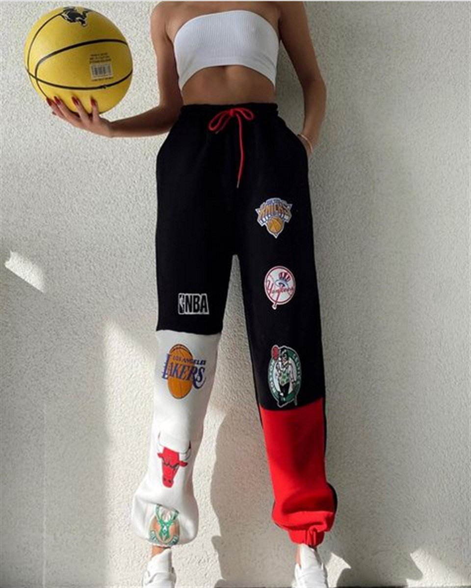 Sokak Tarzı Kolaj Baskılı Oversize Unisex Eşofman