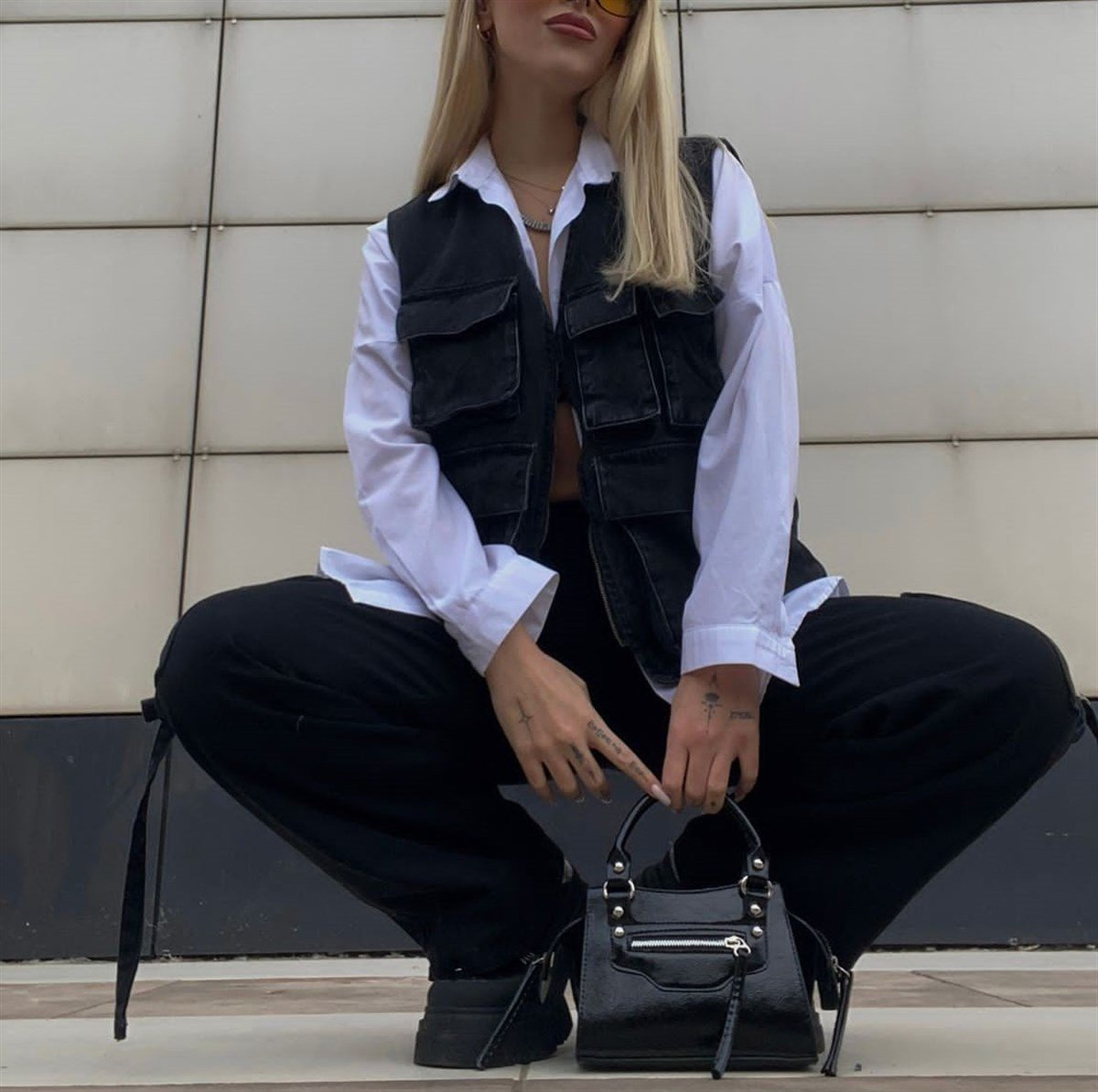 Sokak Tarzı Körüklü Cep Detay Denim Unisex Yelek