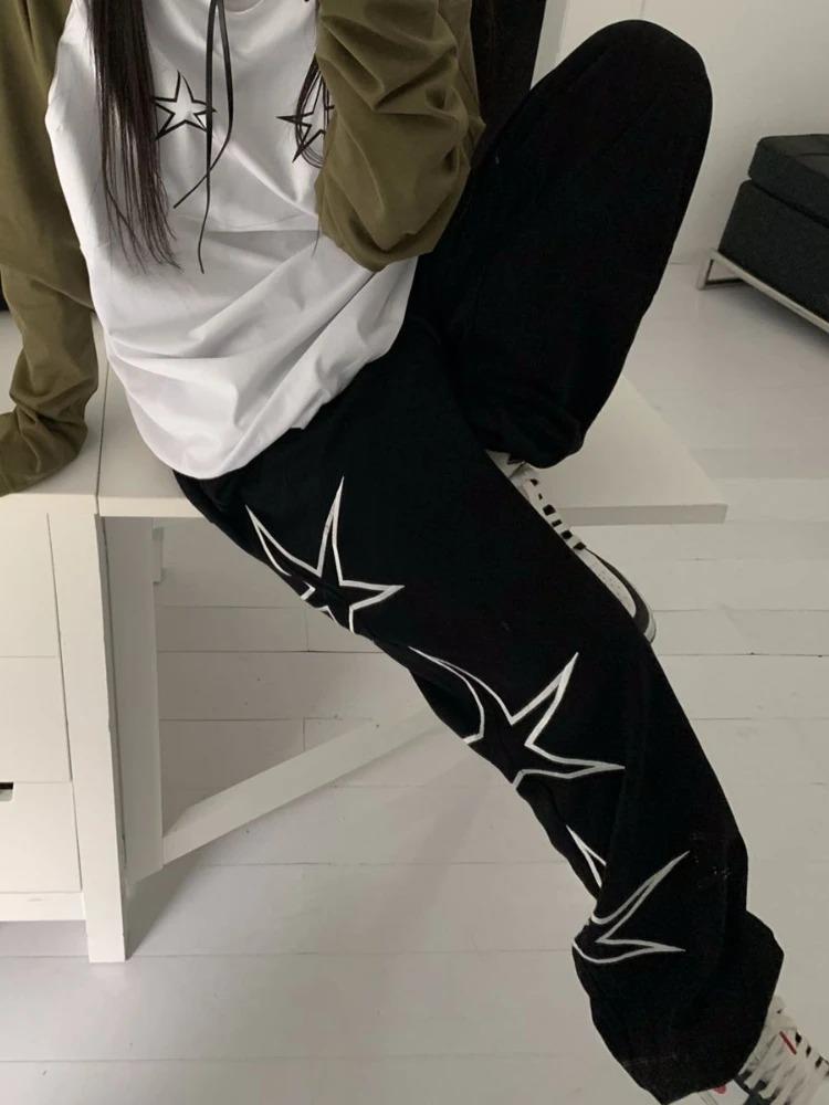 Sokak Tarzı Stars Baskılı Unisex Baggy Eşofman