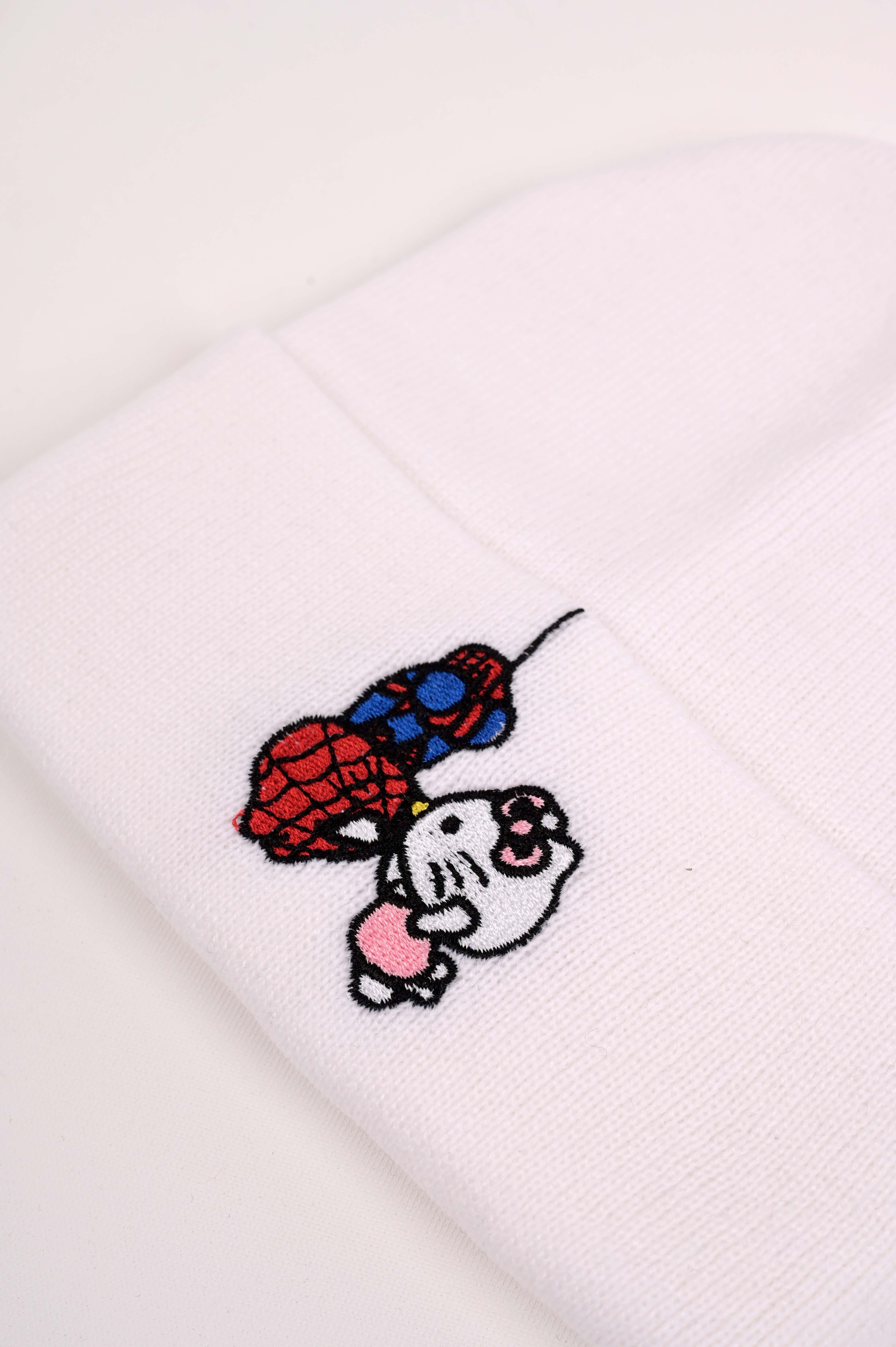 Spider & Hello Nakış İşleme Unisex Beyaz Bere