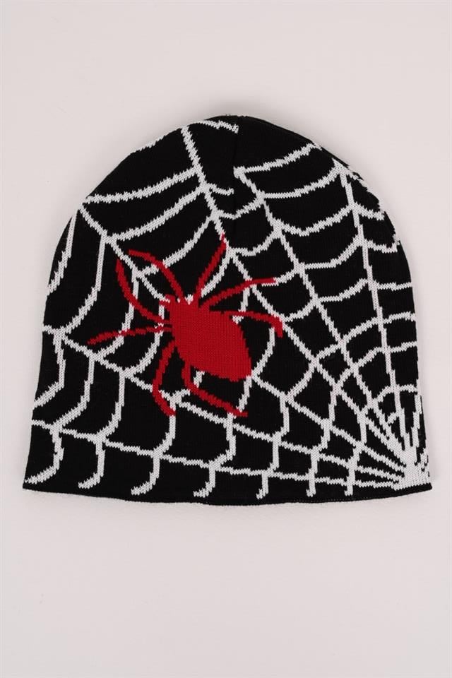 Spider Web Örümcek Siyah Beyaz Bere