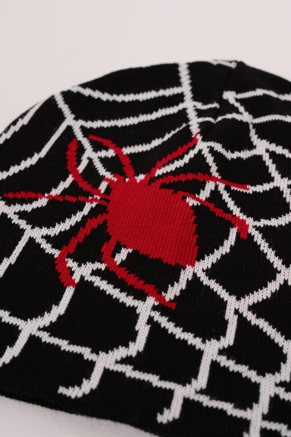 Spider Web Örümcek Siyah Beyaz Bere