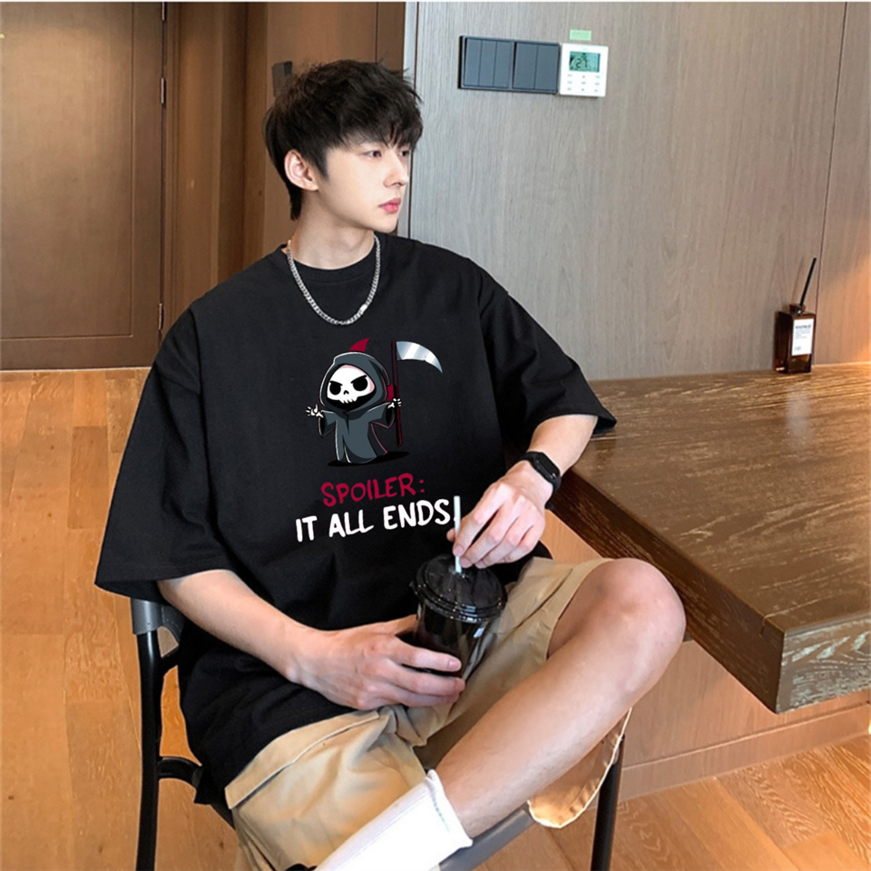 Spoiler It All Ends Oversize Unisex Siyah T-Shirt