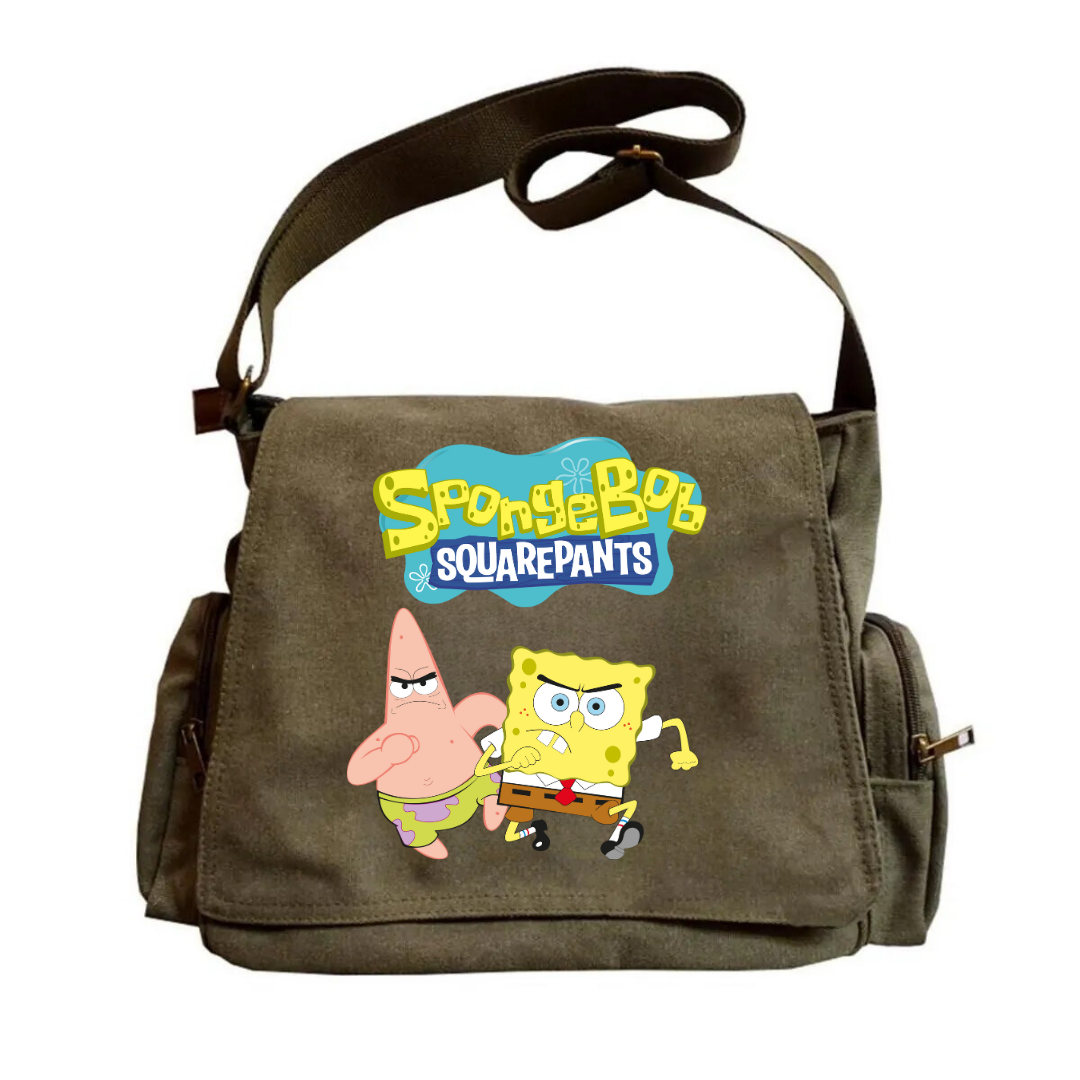 Spongebob Unisex Yeşil Postacı Çantası