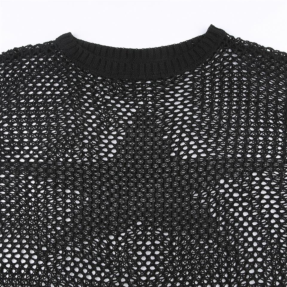 Star Detail Oversize Siyah Triko Örgü Kazak