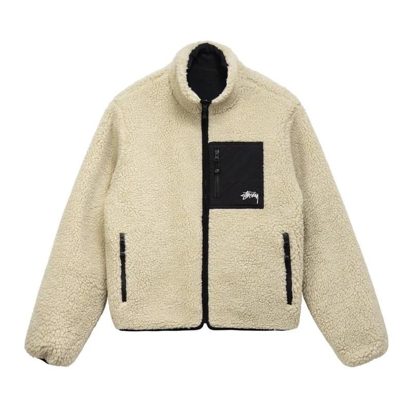 Stussy 8 Ball Fleece Unisex Fermuarlı Kuzu Ceket