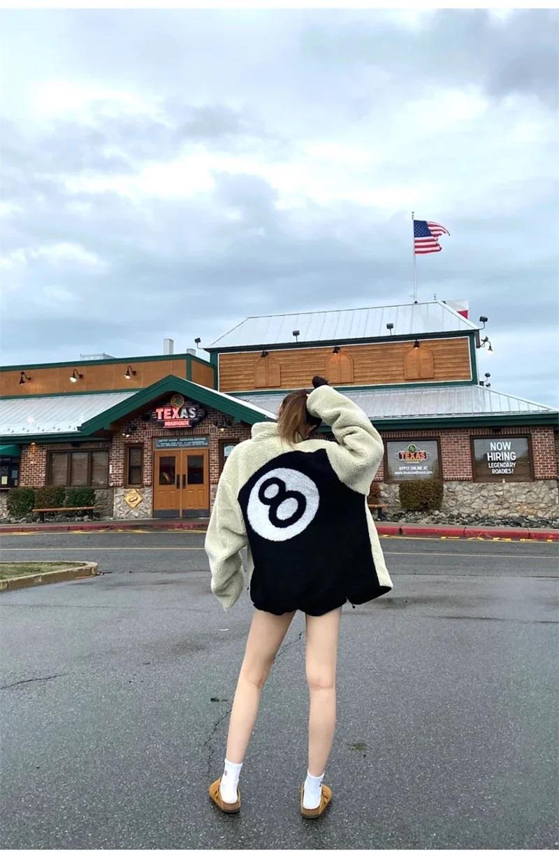 Stussy 8 Ball Fleece Unisex Fermuarlı Kuzu Ceket