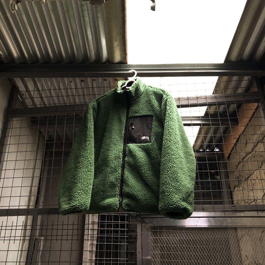 Stussy 8 Ball Fleece Unisex Fermuarlı Yeşil Kuzu Ceket
