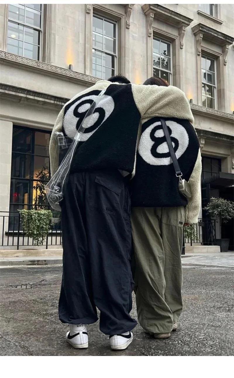 Stussy 8 Ball Fleece Unisex Fermuarlı Kuzu Ceket