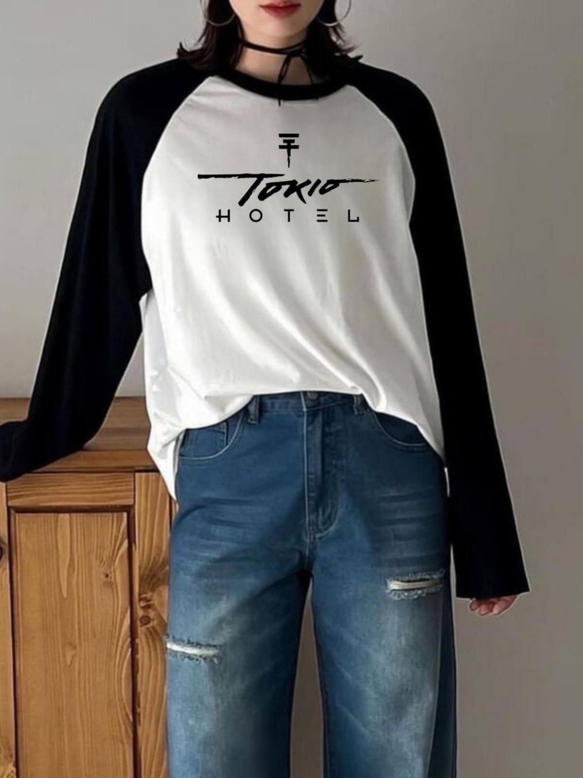 Tokio Hotel Reglan Uzun Kollu Make Sense Baskılı Beyaz T-Shirt