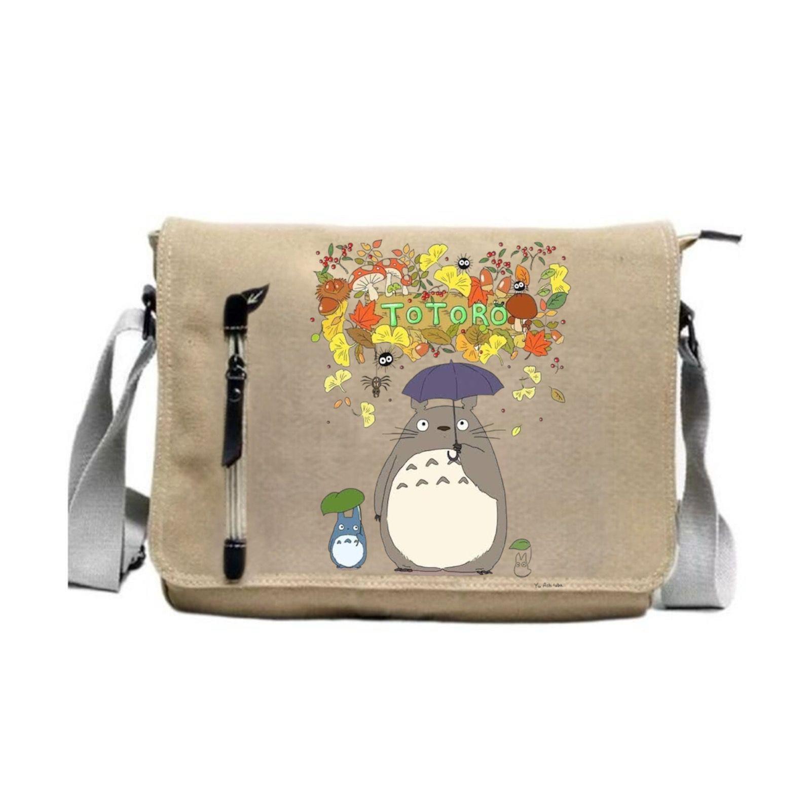 Totoro  Baskılı Unisex Bej Postacı Çantası