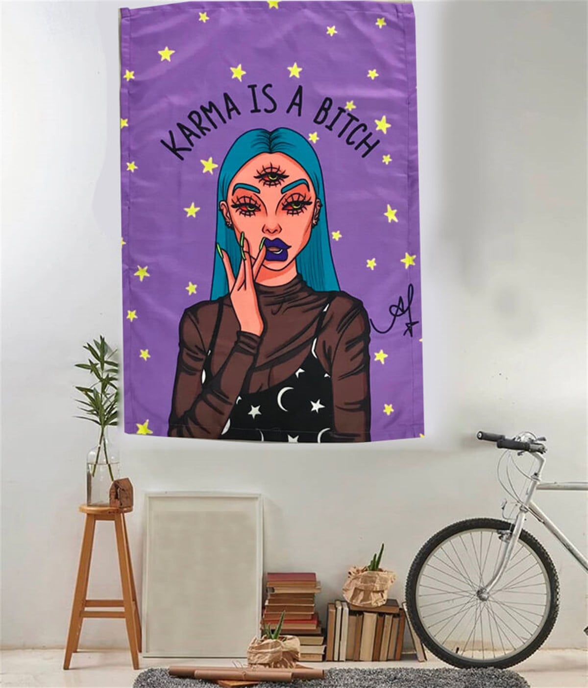 Touz 70 x 100 Cm Karma Is A Bitch Duvar Halısı