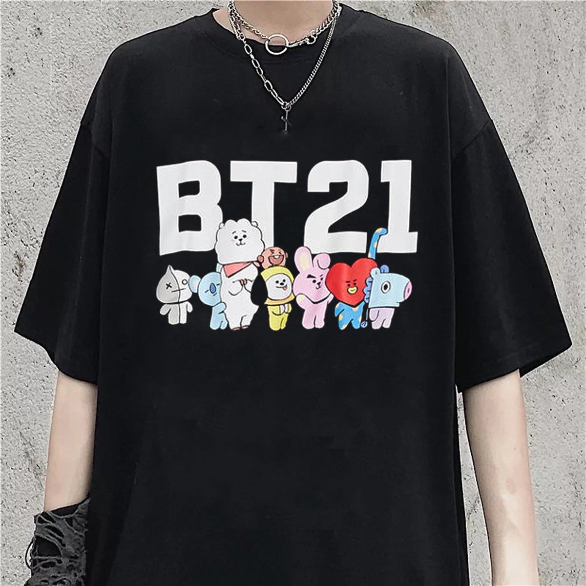 Touz Anime BT21 Baskılı Unisex T-shirt