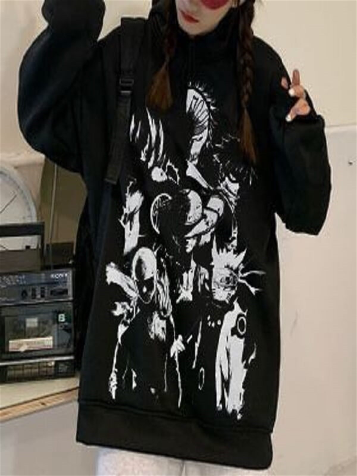 Touz Anime Heroes Kolaj Unisex Hoodie