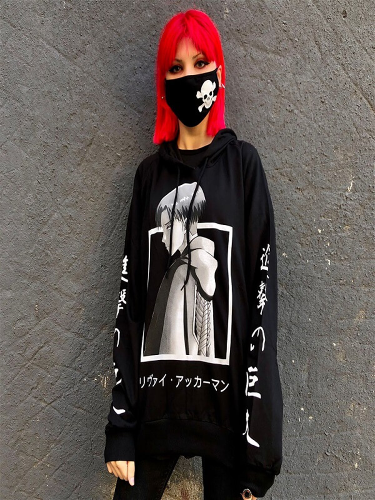 Touz Attack On Titan Levi Kollar Baskılı (Unisex) Kapşonlu
