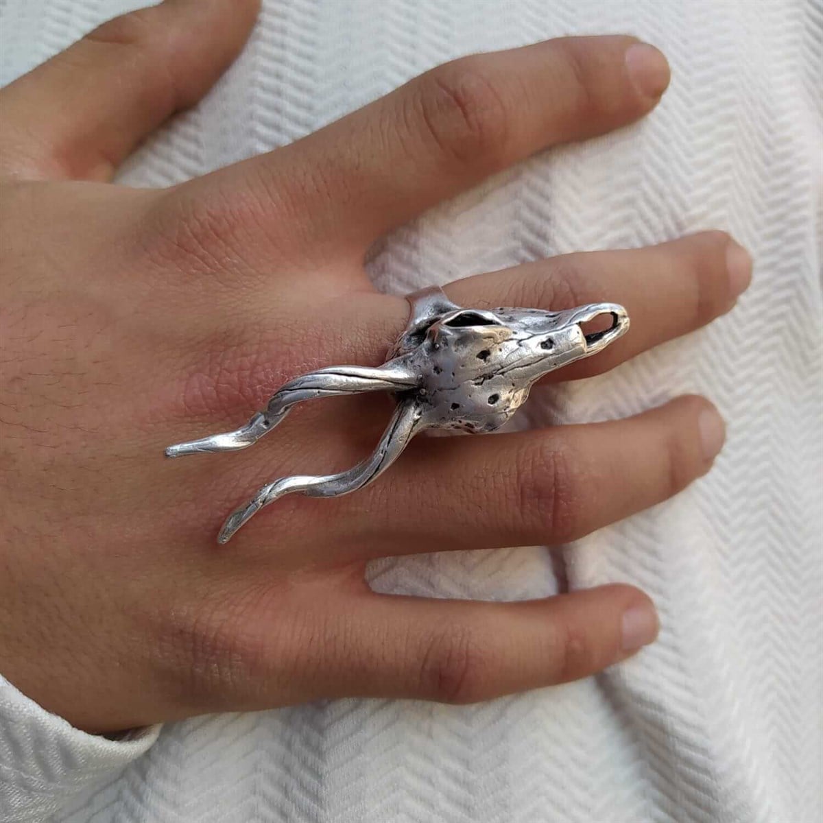 Touz Baphomet Big Silver Ayarlanabilir Yüzük