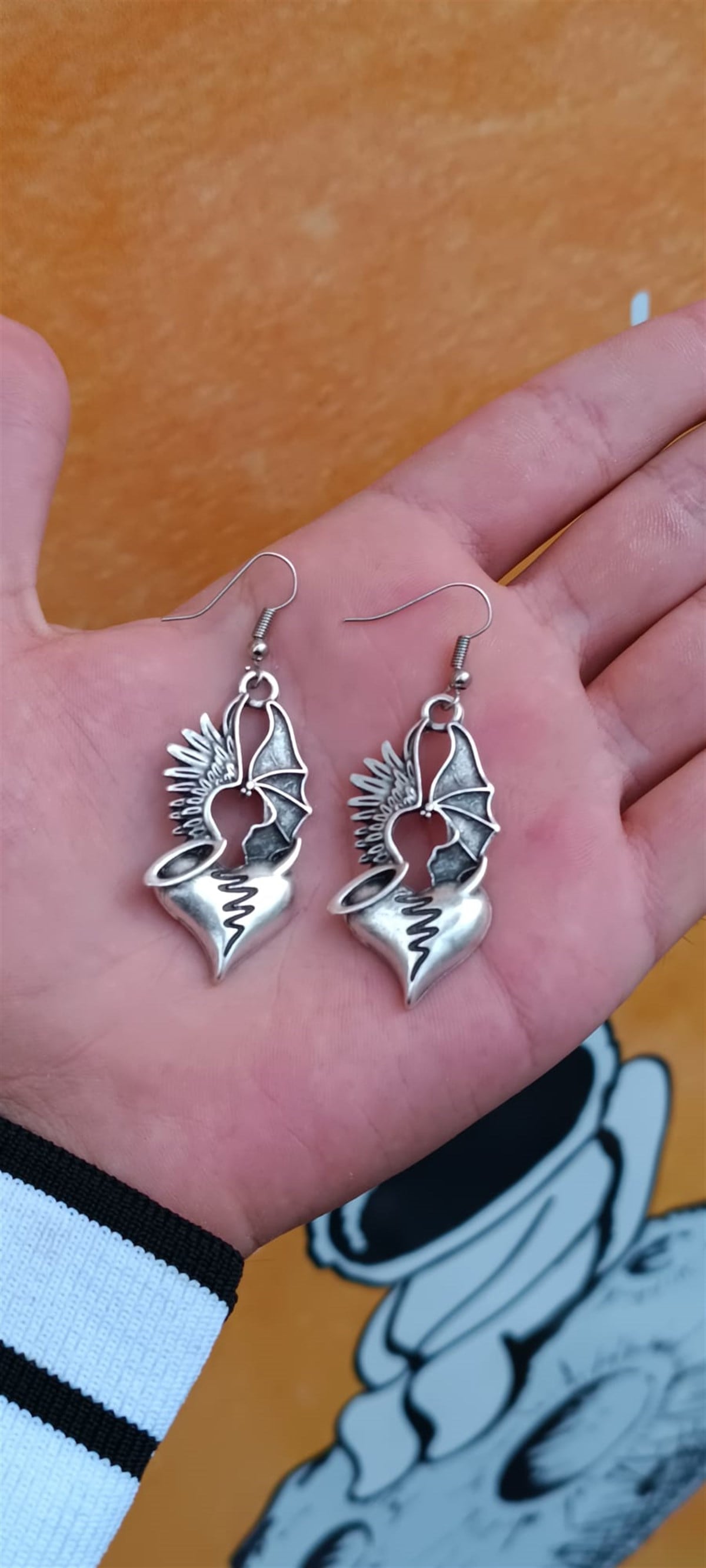 Touz Bat Heart Çift Küpe