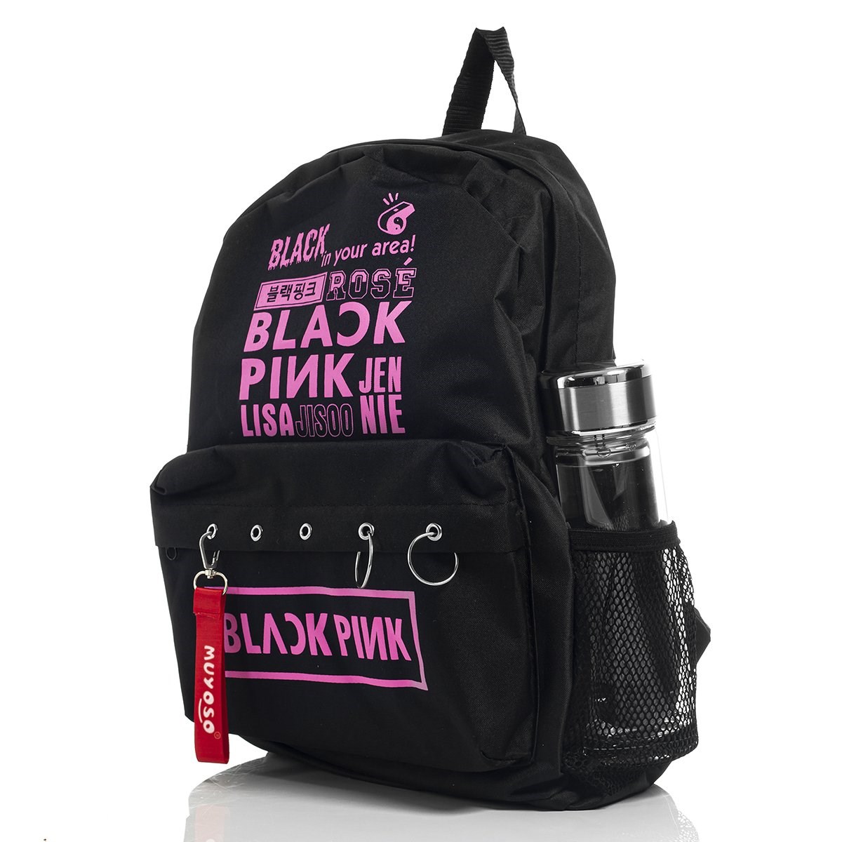 Touz Black Pink Baskılı Laptop Sırt Çantası Piersingli