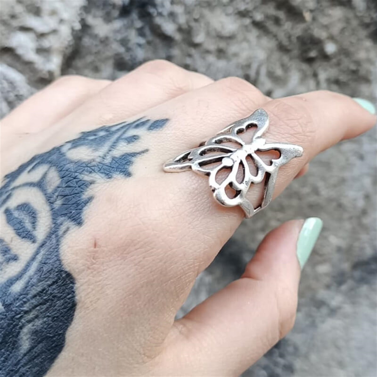 Touz Butterfly Silver Ayarlanabilir Yüzük