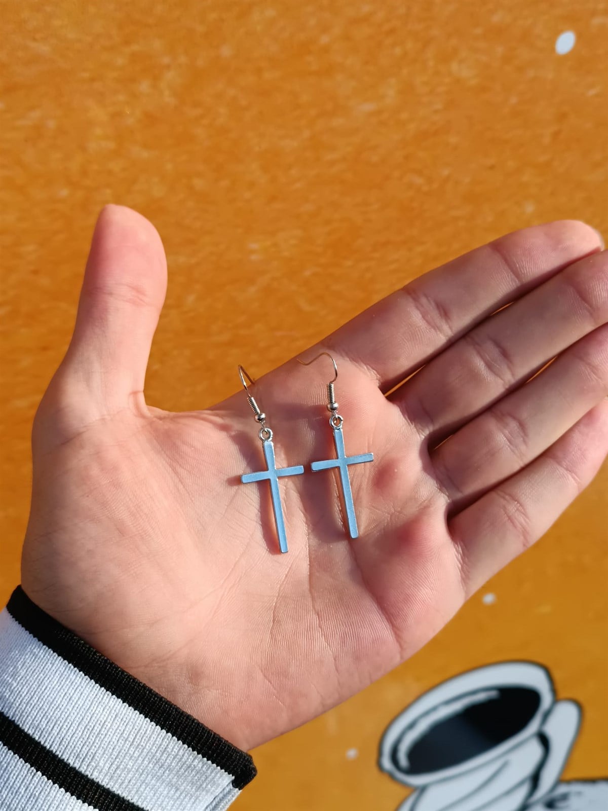 Touz Cross Haç Çift Küpe