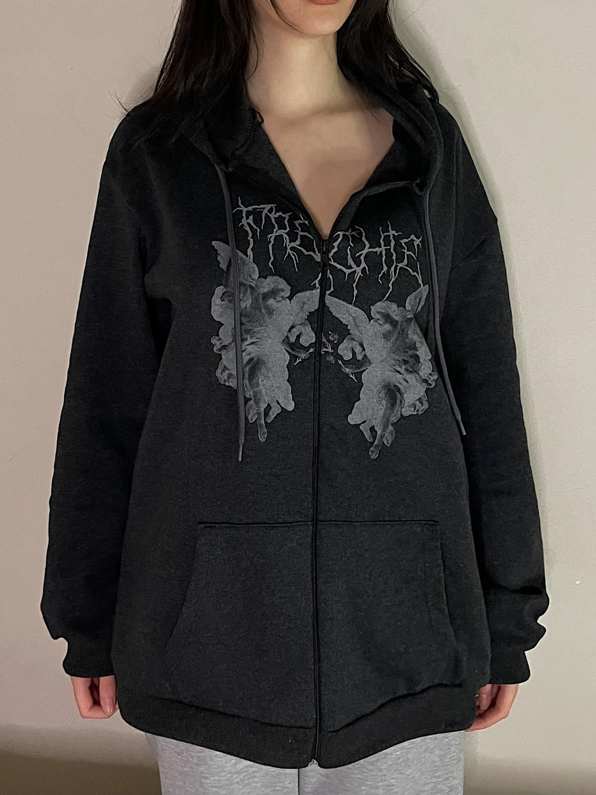 Touz Gothic Frenchie Angel Siyah Hırka