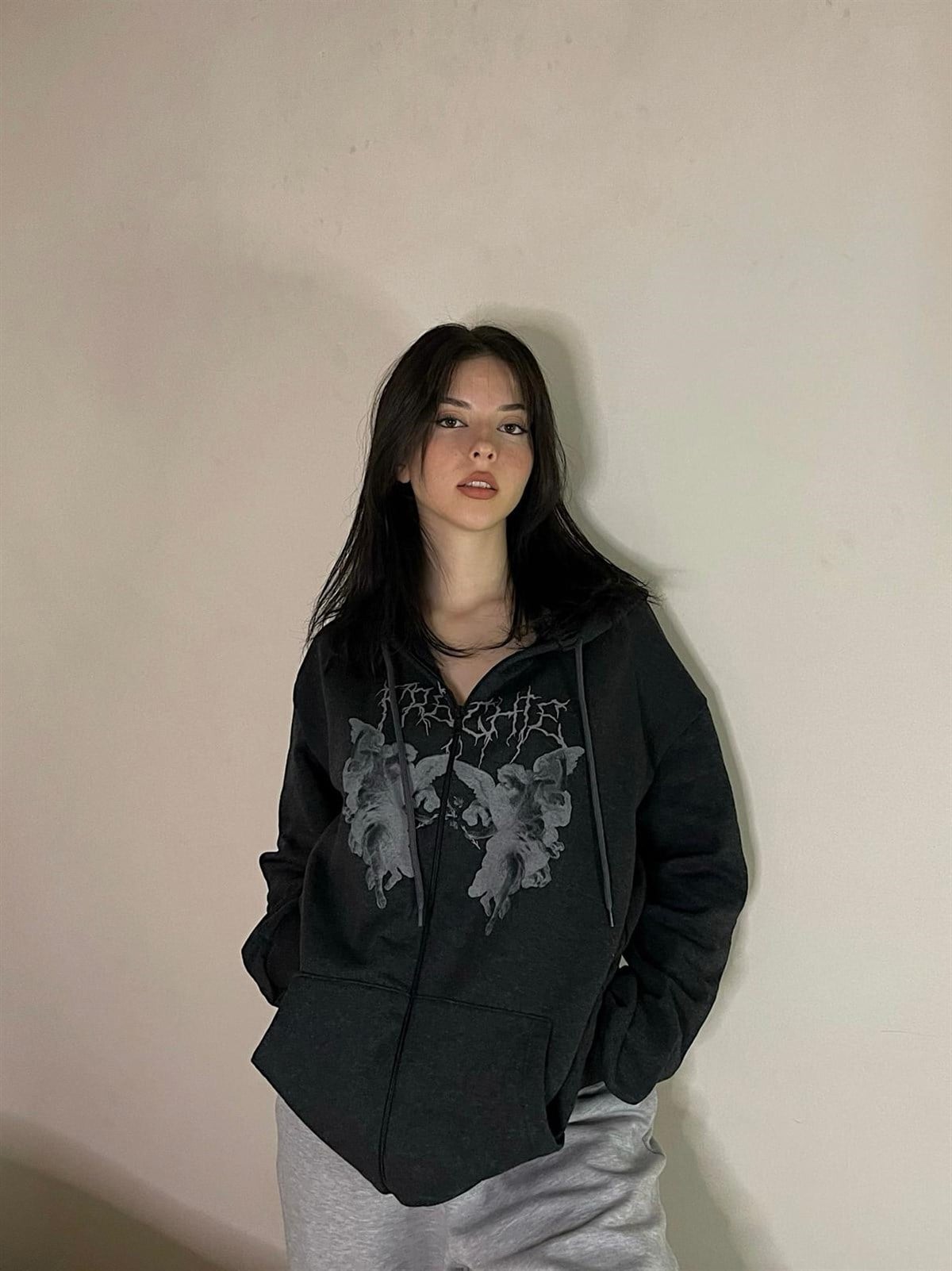 Touz Gothic Frenchie Angel Siyah Hırka