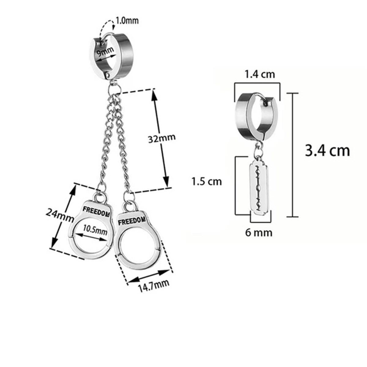 Touz Gothic Handcuff Kelepçe Tasarımlı Küpe