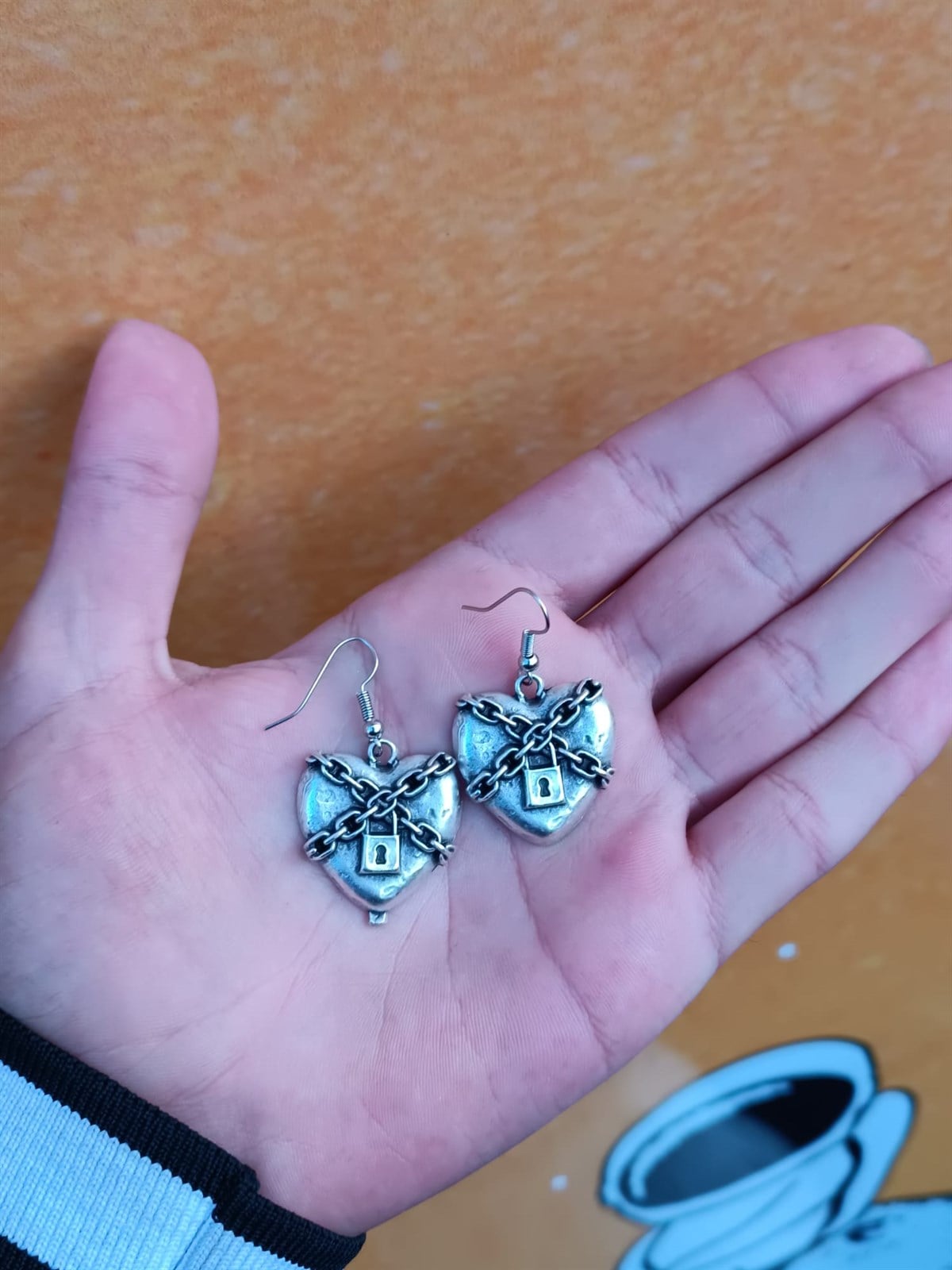 Touz Gothic Padlock Heart Çift Küpe