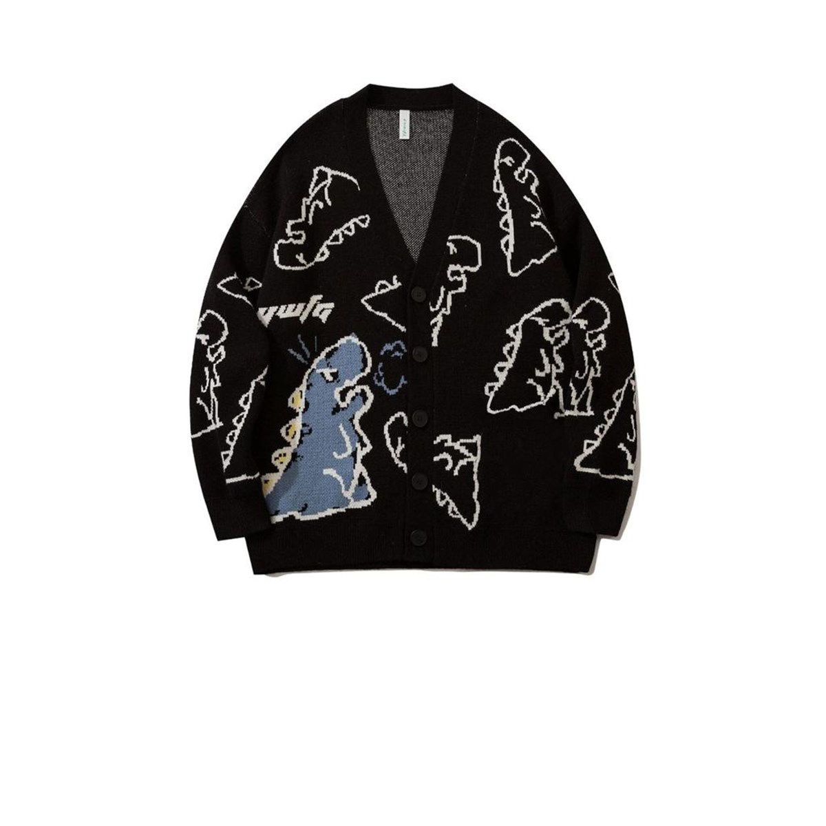 Touz Harajuku Siyah Dinazor Oversize Unisex Hırka
