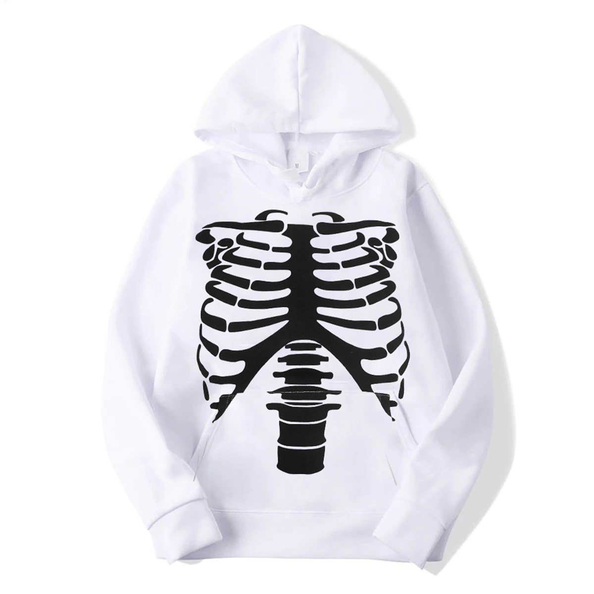 Touz Harujuku Skeleton Beyaz Kapüşonlu Sweetshirt