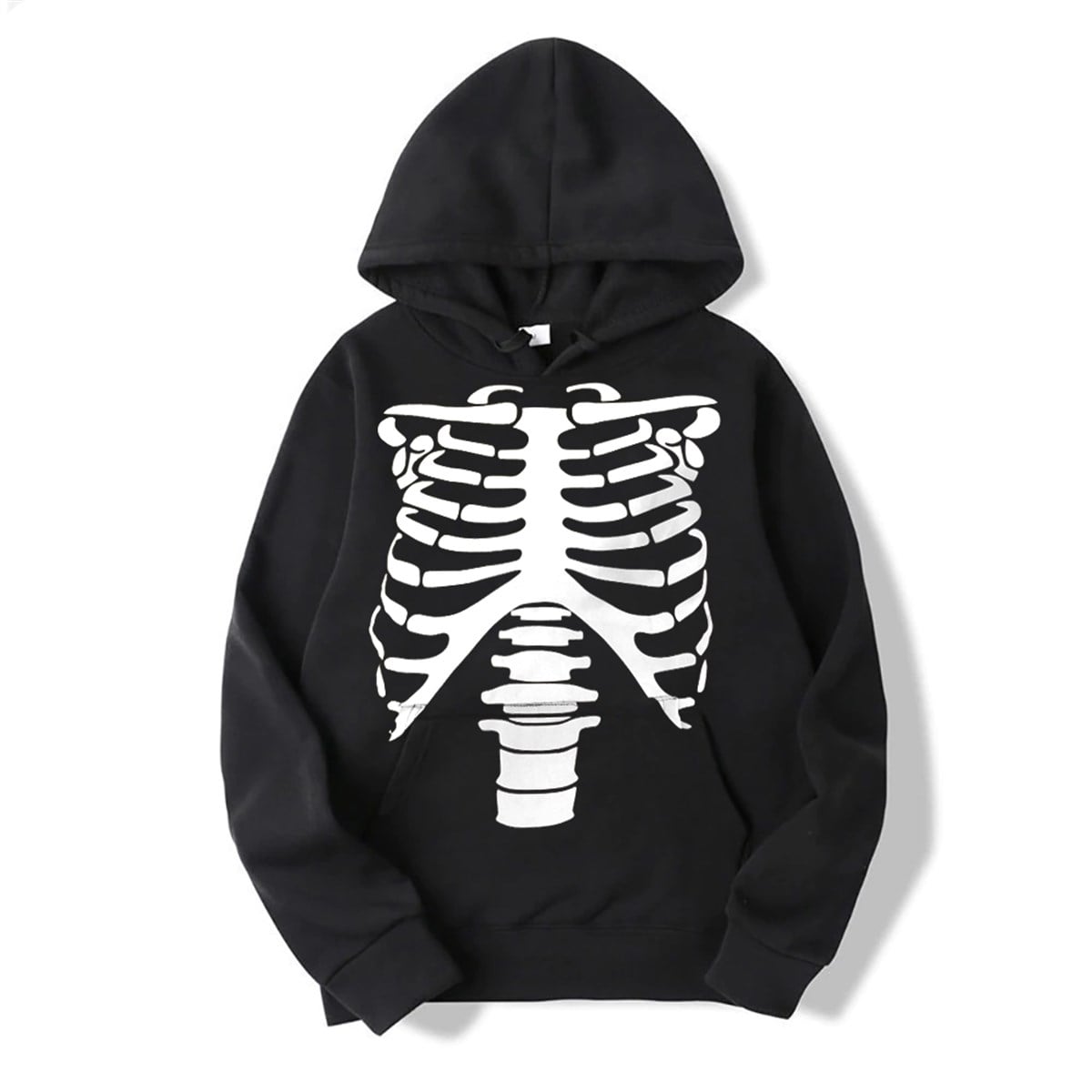 Touz Harujuku Skeleton Siyah Kapüşonlu Sweetshirt