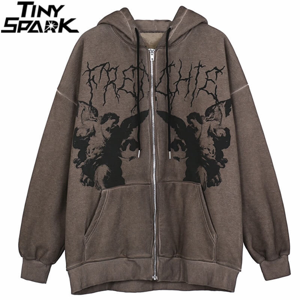 Touz Kahverengi Frenchie Angel  Kalın (Unisex) Kapşonlu