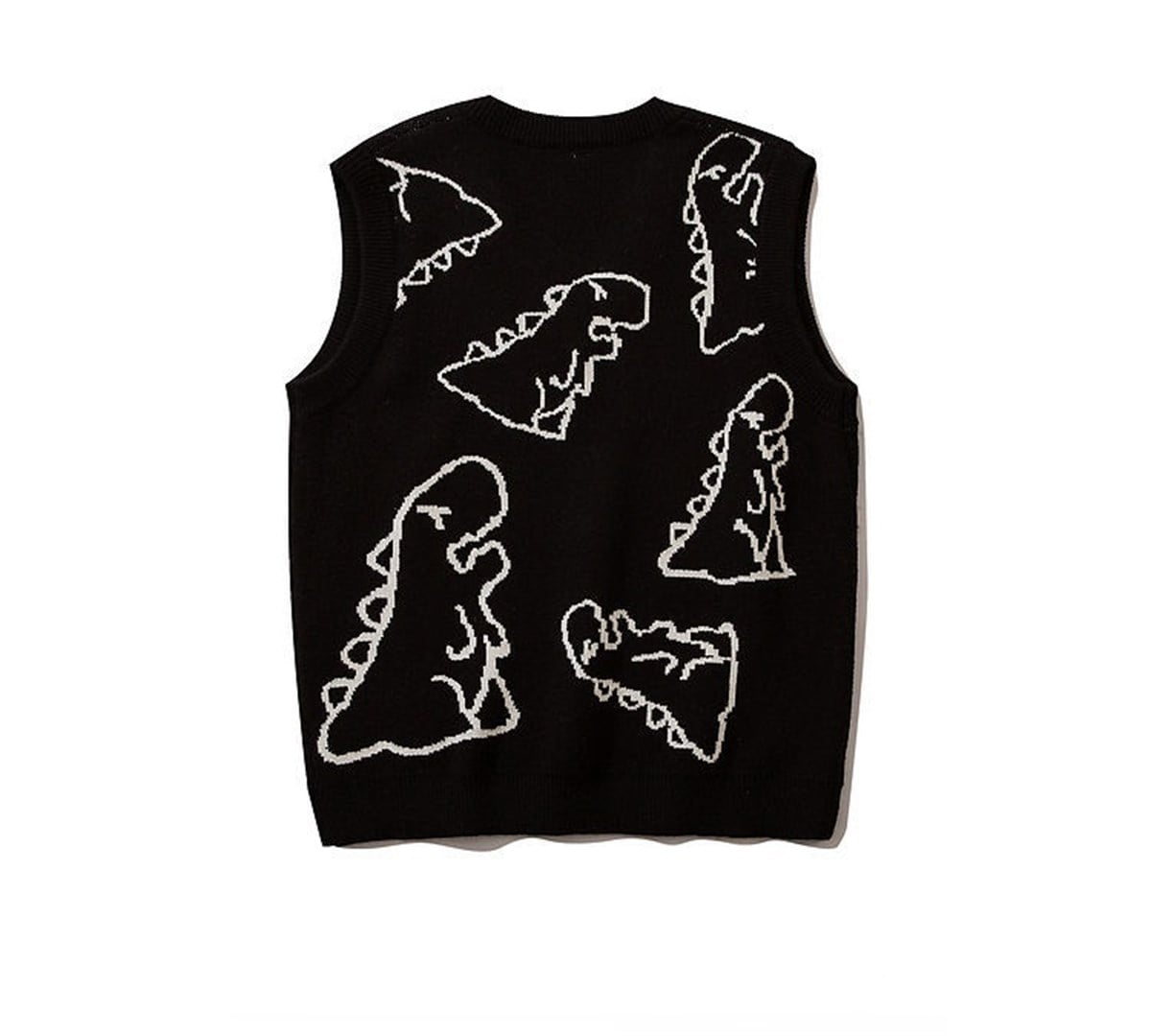Touz  Kawaii Harajuku Siyah Dinazor Unisex Süveter