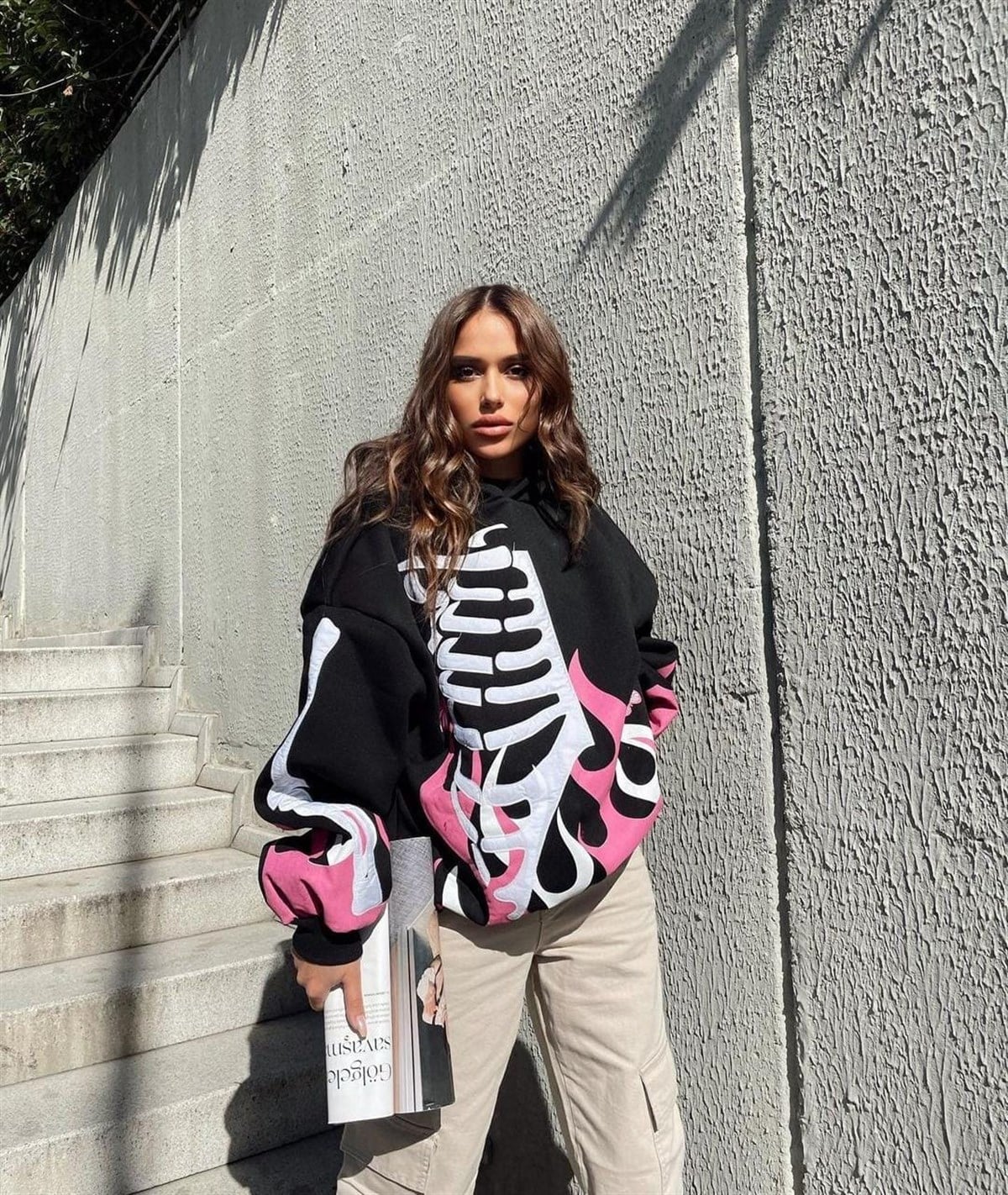 Touz Oversize Skeleton Siyah Unisex Hoodie