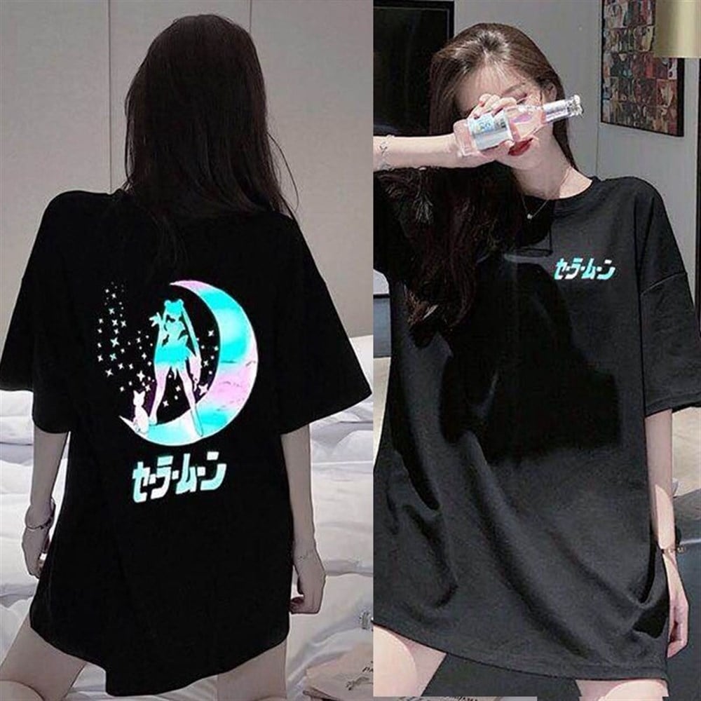 Touz Sailor Moon ( Ay Savaşçısı ) Reflektör   Baskı Unisex T-shirt