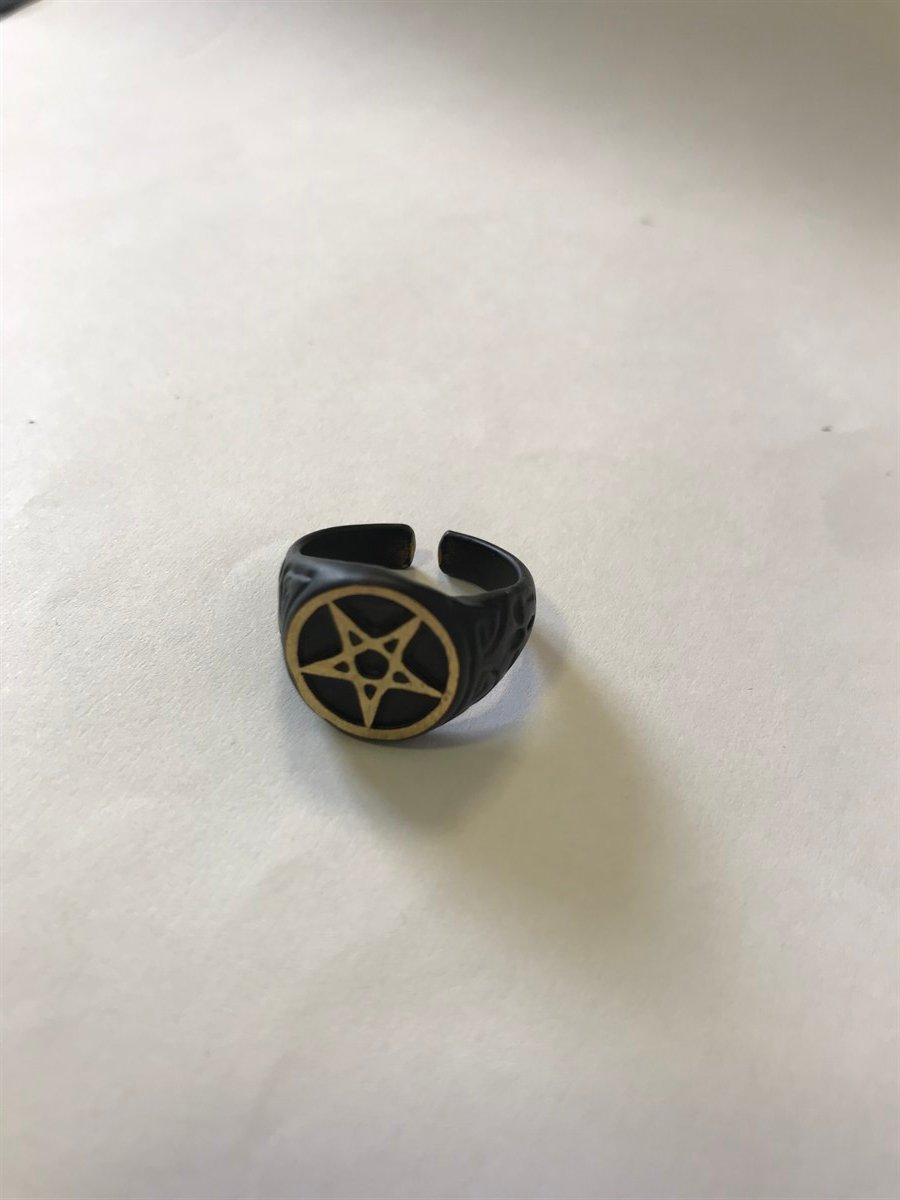 Touz Satan Star Siyah Ayarlanabilir Yüzük