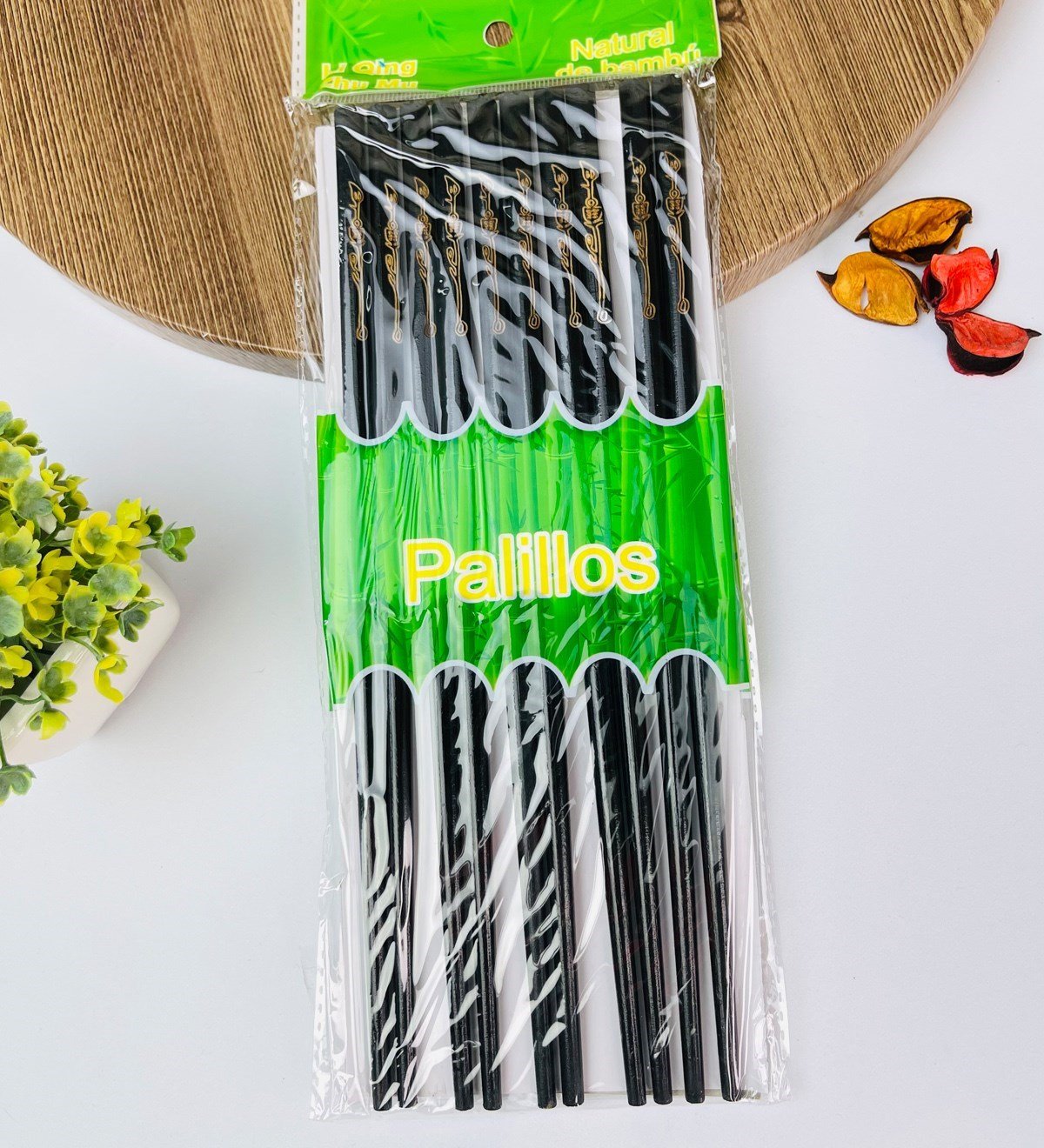 Touz Siyah Desenli Chopstick 5'li Set