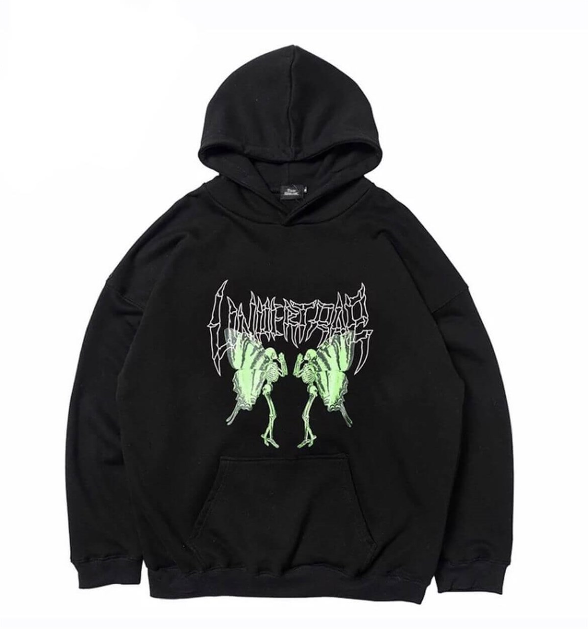 Touz Siyah Gotik Kelebek (Unisex) Kapşonlu