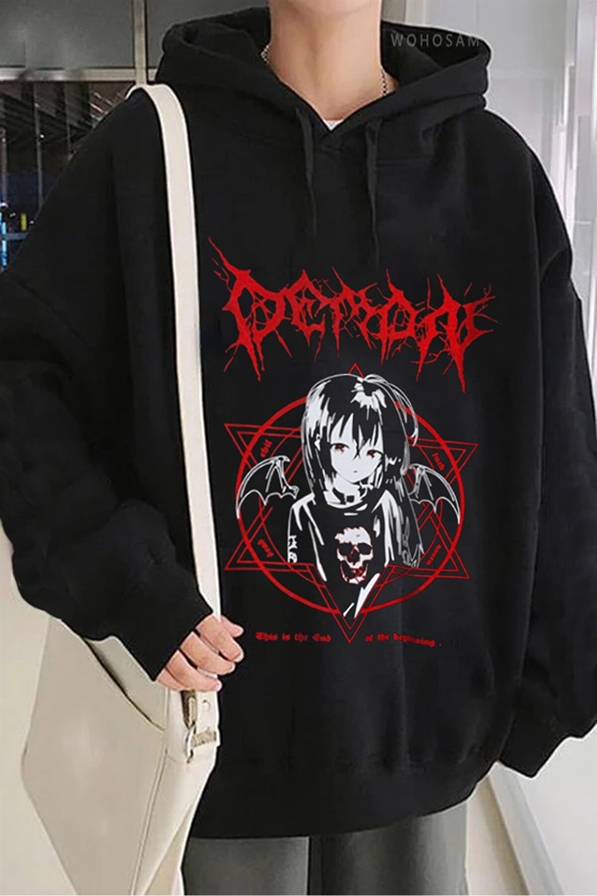 Touz Siyah Harajuku Punk Demon Unisex T-shirt