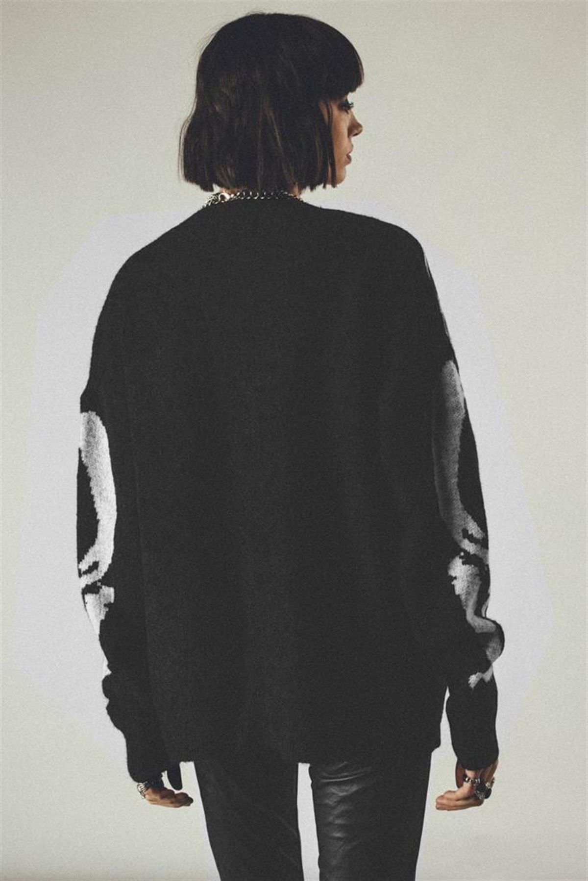 Touz Skull Oversize Unisex Siyah Hırka