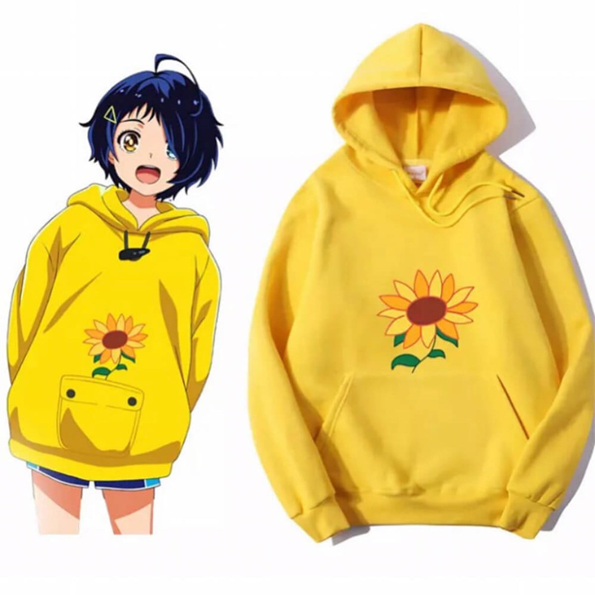 Touz Wonder Egg Priority Sarı Cosplay Hoodie(Unisex) Kapşonlu