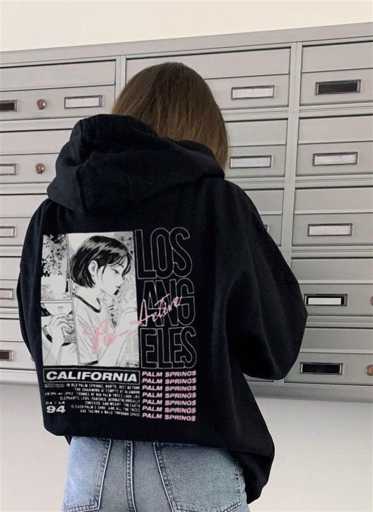 Touz Y2K Los Angelas Unisex Siyah Fermuarlı Hırka