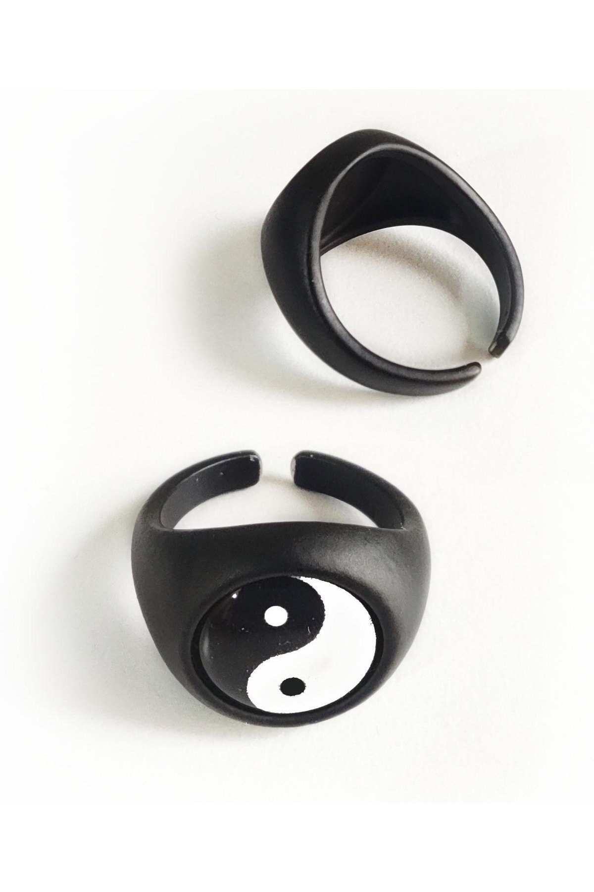 Touz Yin Yang Denge Siyah Ayarlanabilir Yüzük
