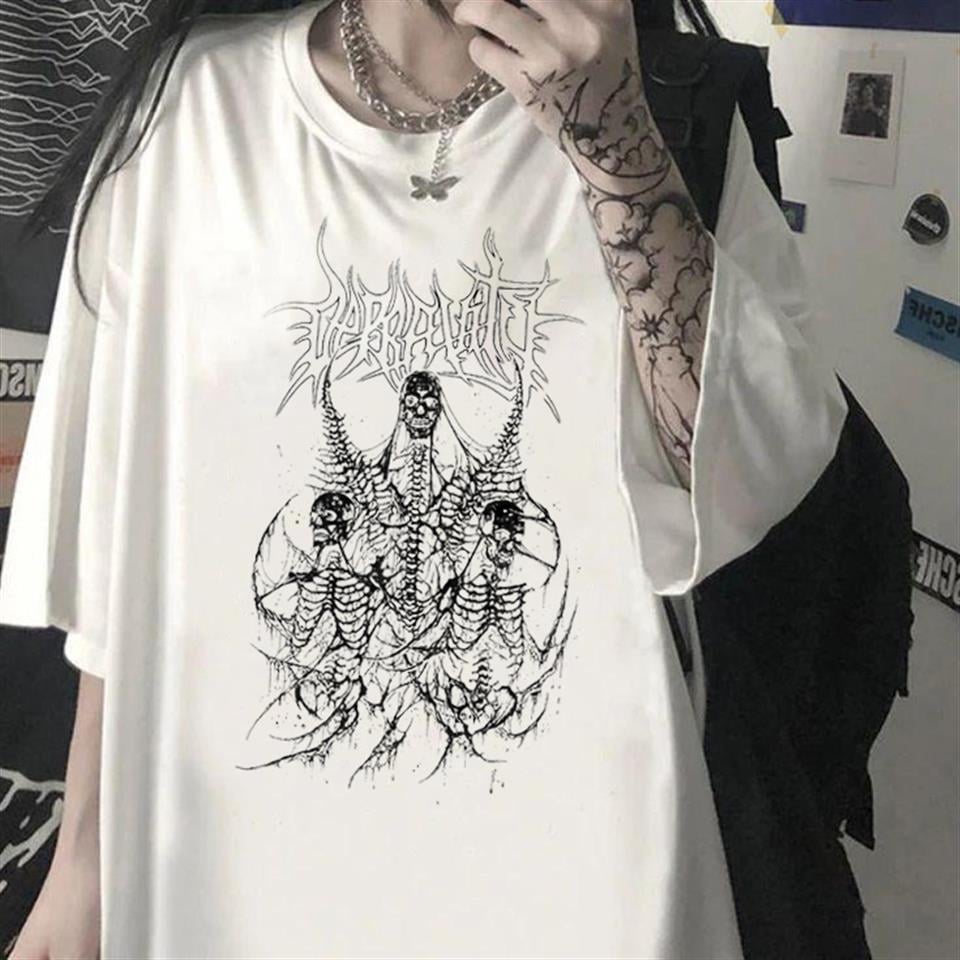 Triple Skeleton Beyaz Unisex Oversize T-shirt