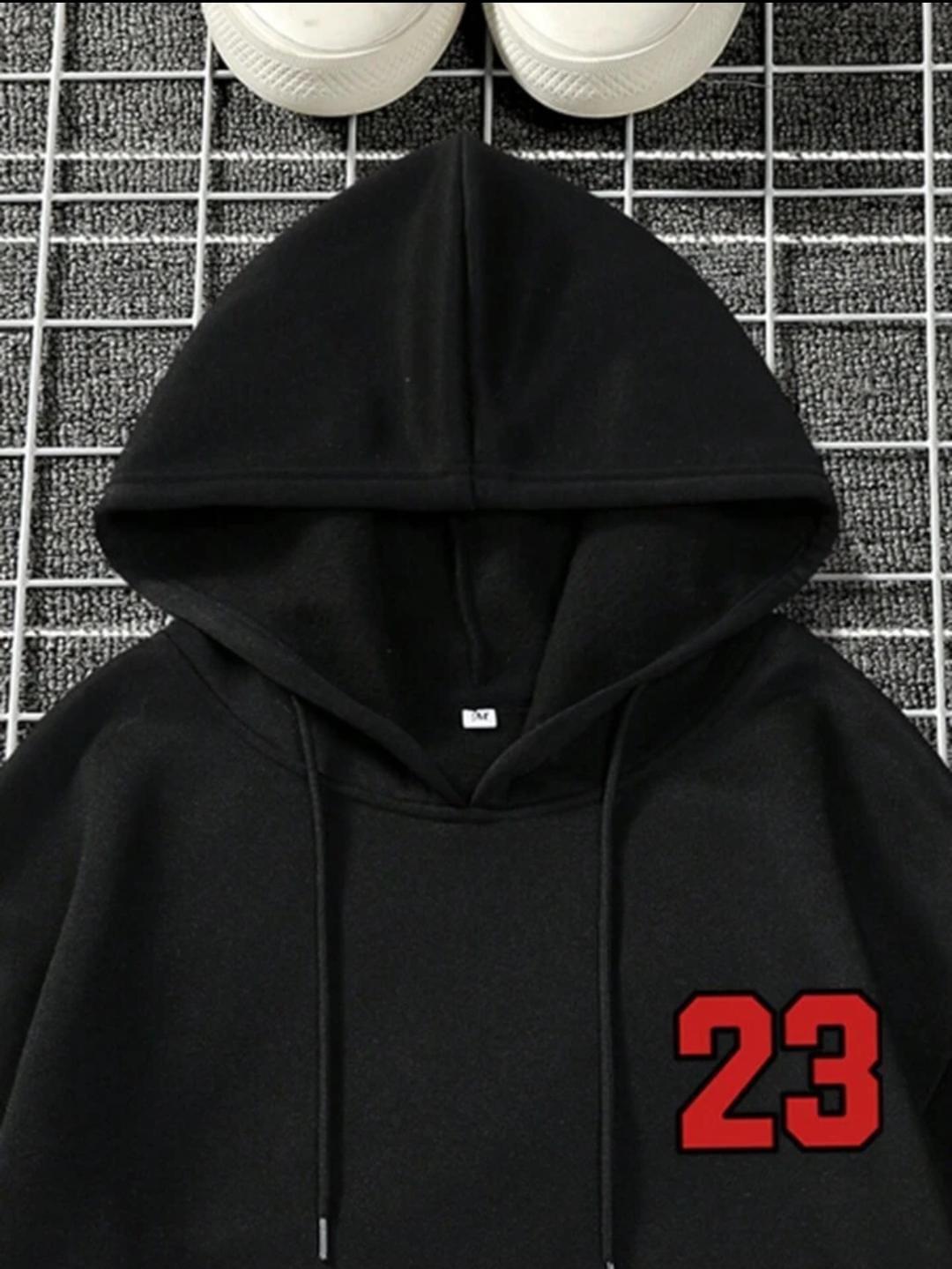 Unisex Los Angeles Baskılı Kapşonlu Siyah Sweatshirt 
