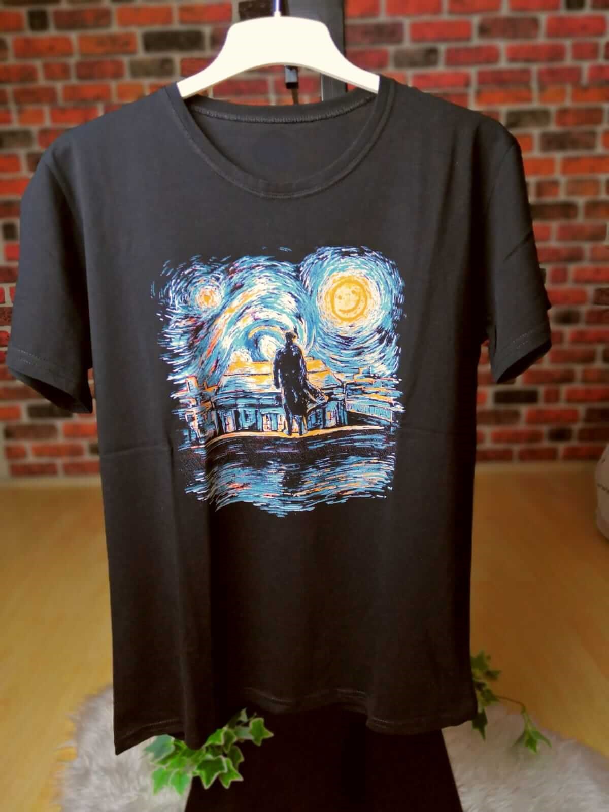 Unisex Normal Kalıp Touz Van Gogh Sherlock Holmes T sihrt