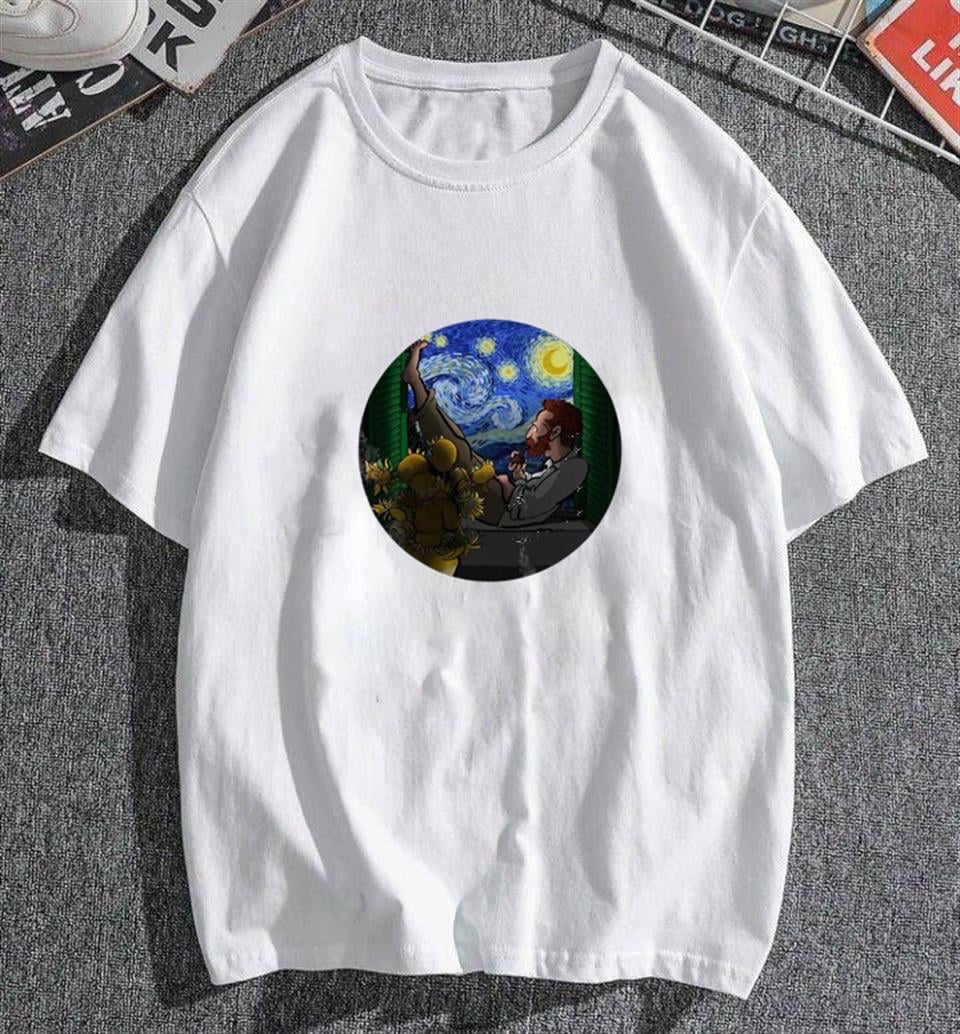 Van Gogh Beyaz Unisex Oversize T-shirt
