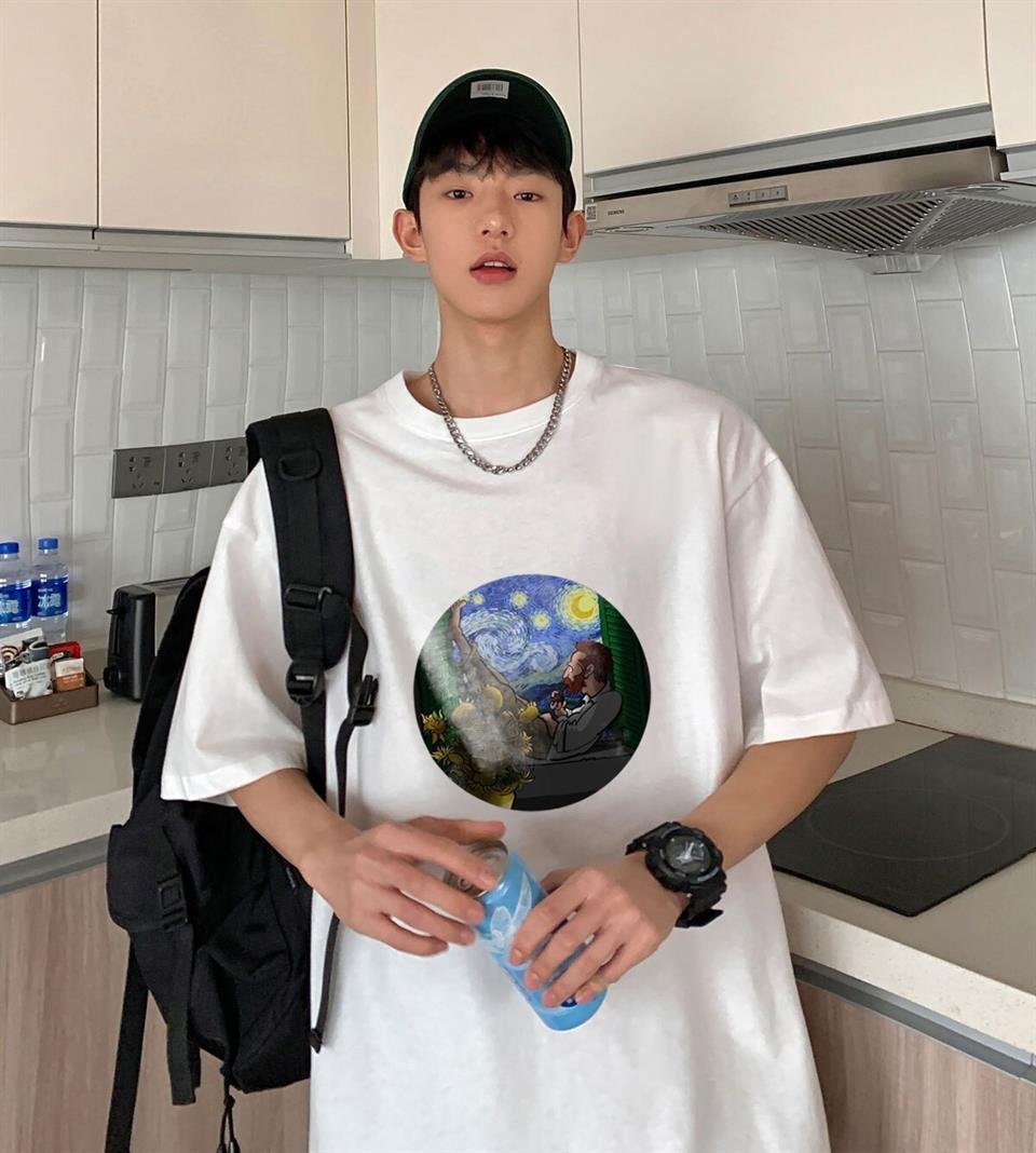 Van Gogh Beyaz Unisex Oversize T-shirt