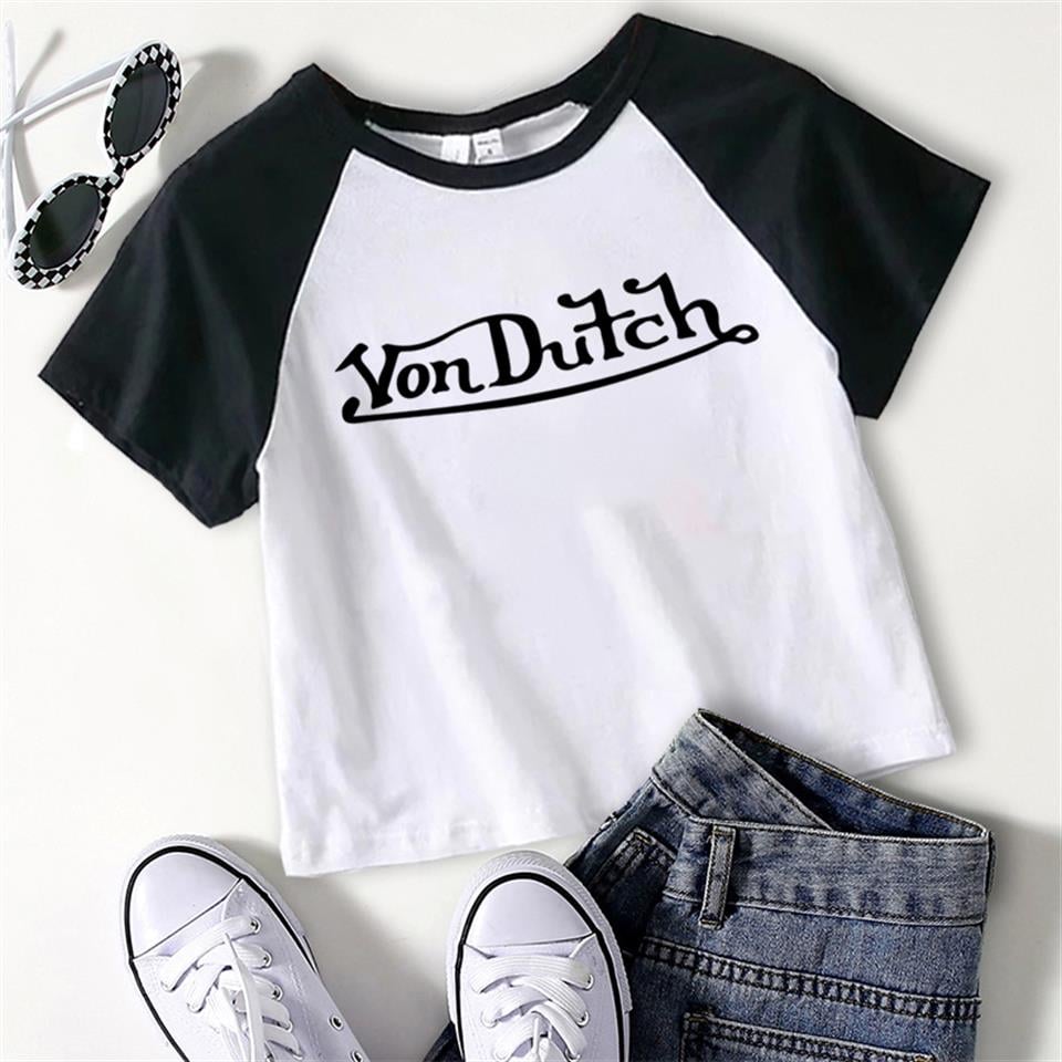 Von Dutch Baskılı Reglan Kol Beyaz Crop
